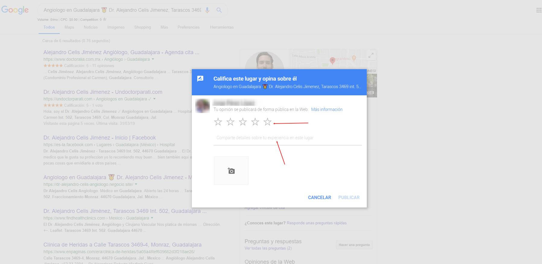 Comentarios de pacientes en google maps busines, Comentarios de pacientes 31
